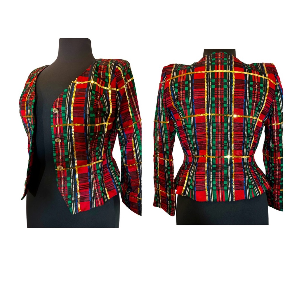 Warren Petites vintage plaid sequin jacket/ blazer size 12
